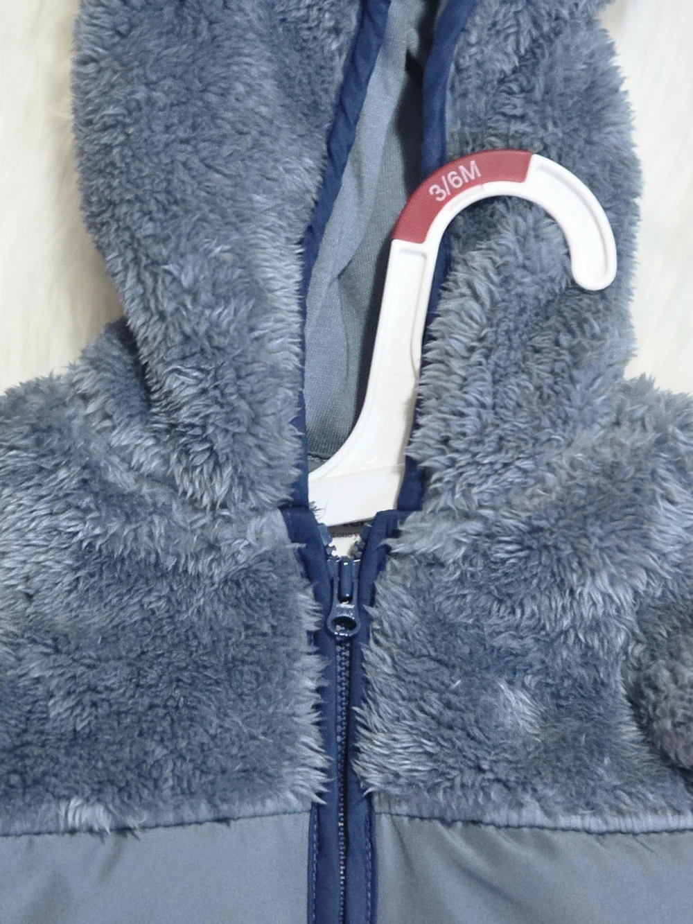 Plush Hooded Baby Jacket - BLUE 3/6 M